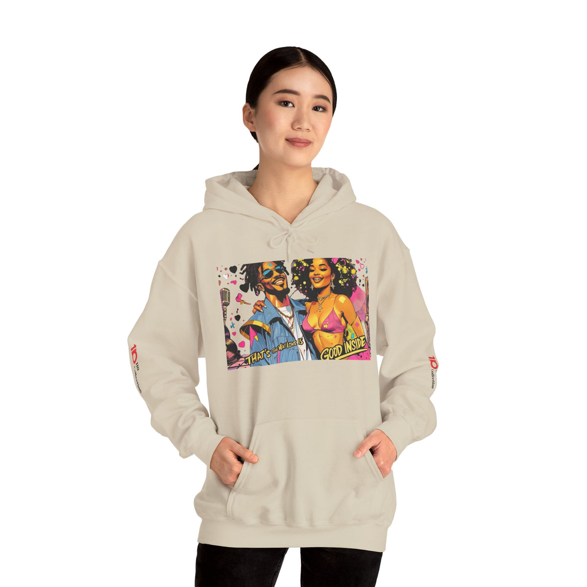 Hoodie - Afro Pop Couple Graphic Pullover (Colorful Retro Comic Art)