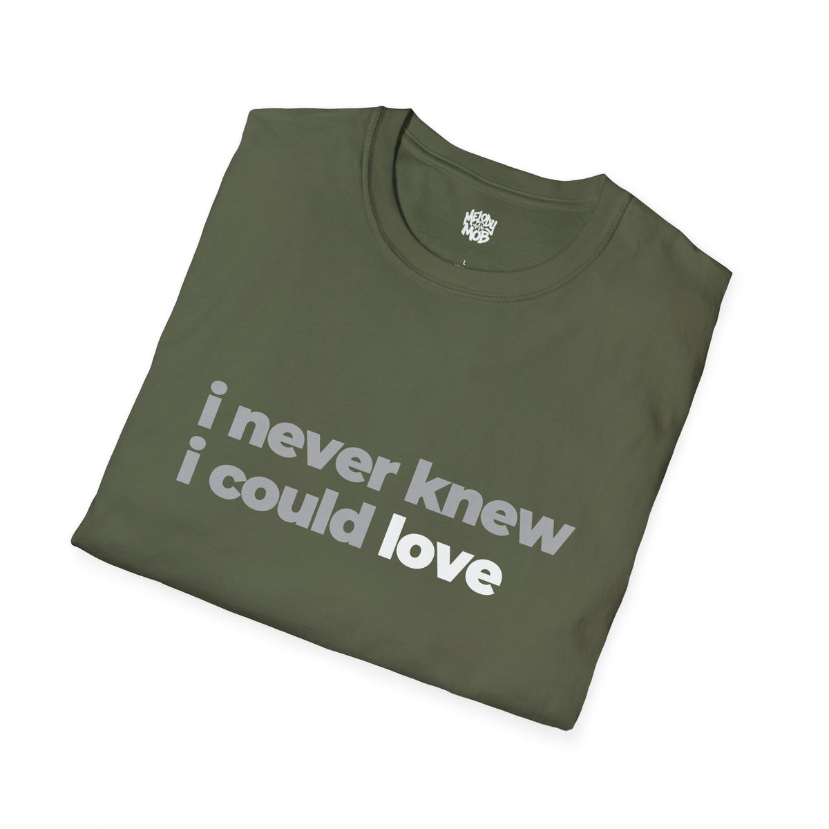 I Never Knew I Could Love T-Shirt | Grey & Black Slogan Tee | Melody Mob Sammi Dae Unisex Softstyle Gift