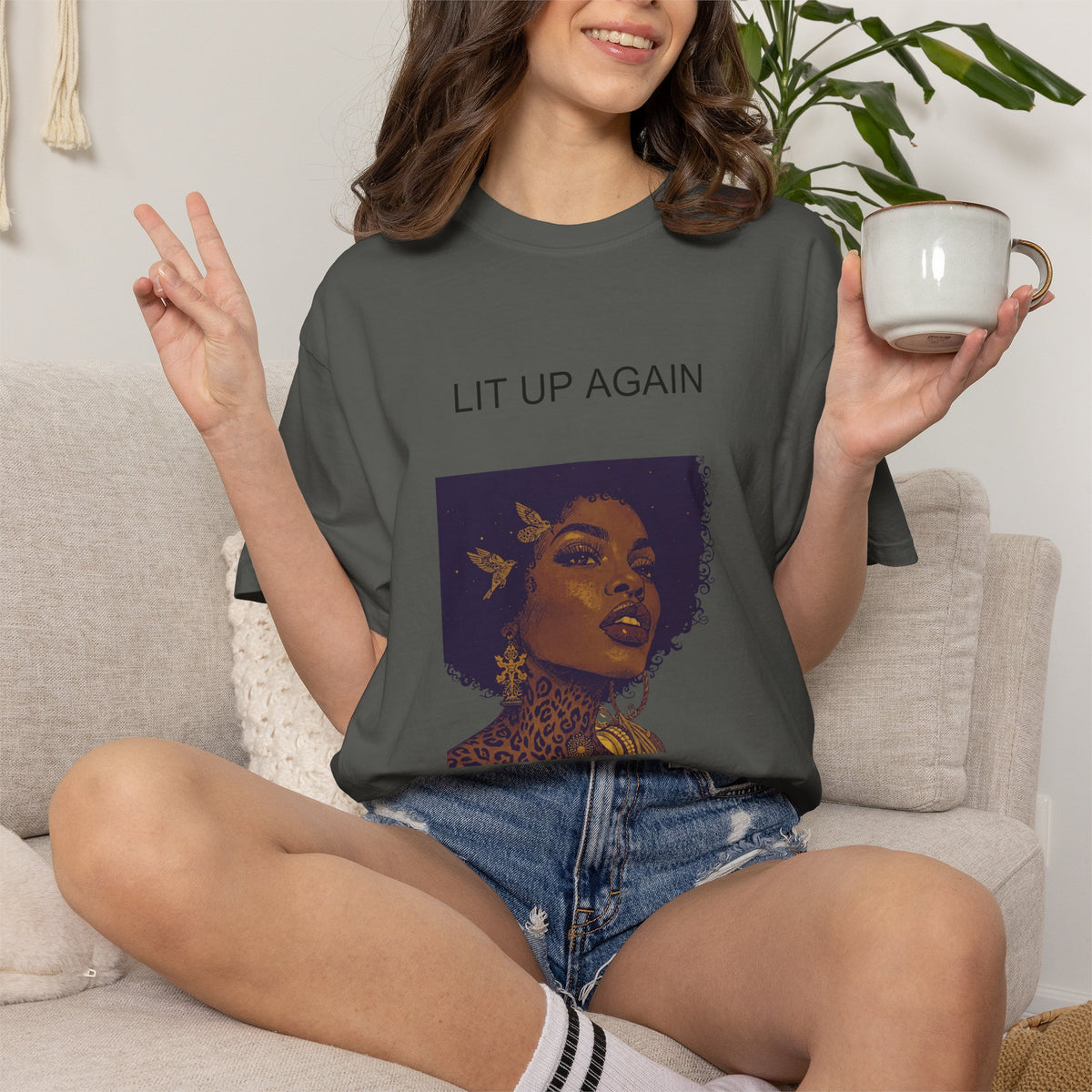 Thea "Lit Up Again" Garment-Dyed T-Shirt | One True Love (In My DM)
