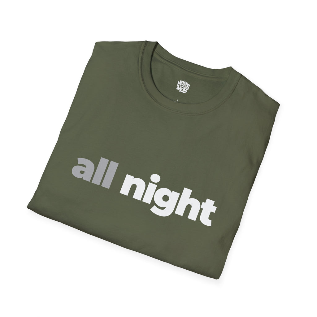 All Night T-Shirt | Grey & Black Slogan Tee | Melody Mob Sammi Dae Unisex Softstyle Gift