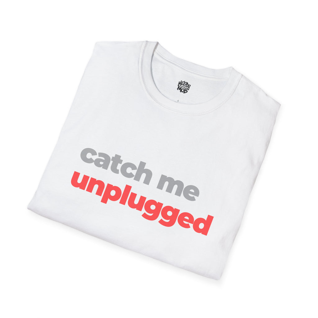 Catch Me Unplugged T-Shirt | Grey & Red Slogan Tee | Melody Mob Sammi Dae Unisex Softstyle Gift