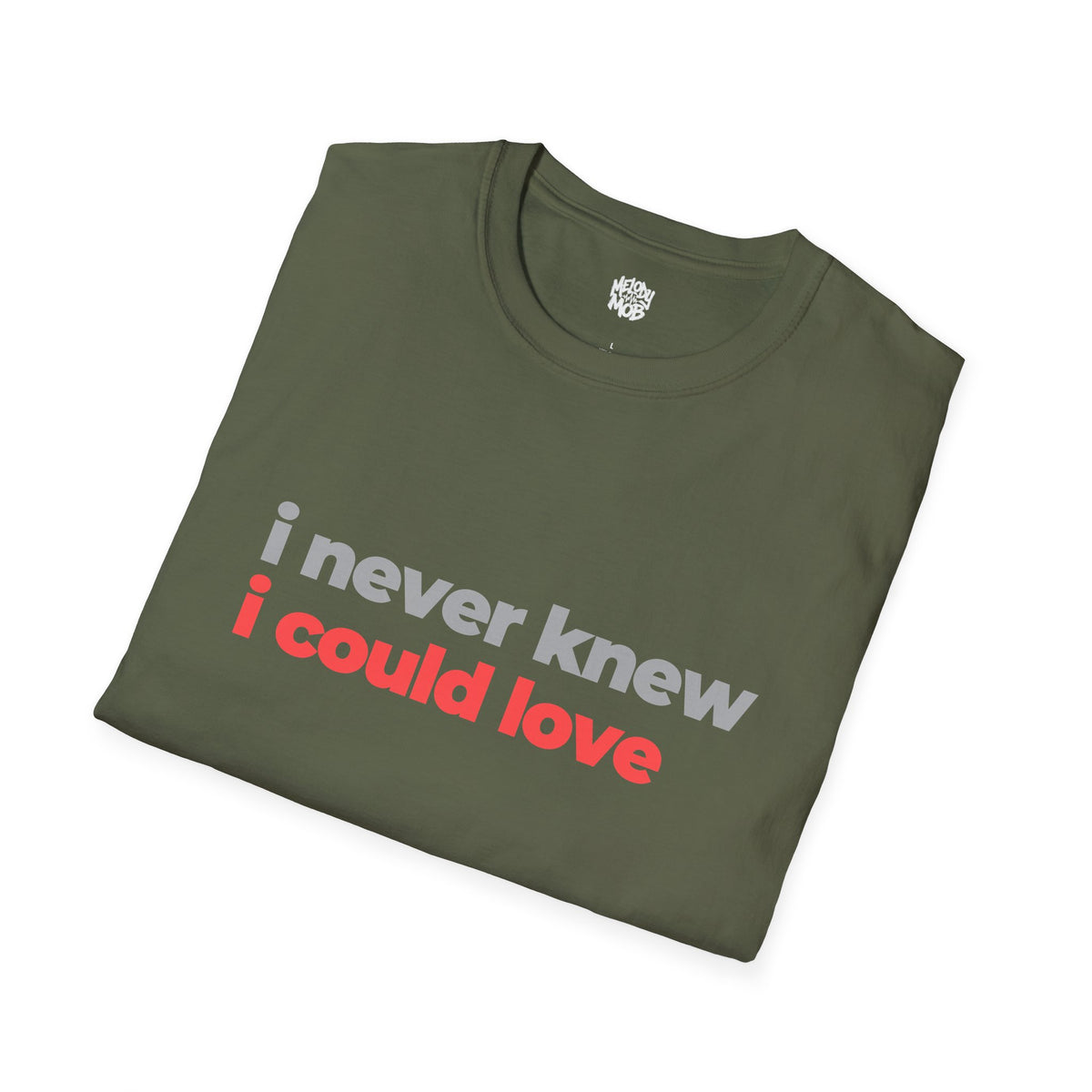 I Never Knew I Could Love T-Shirt | Grey & Red Slogan Tee | Melody Mob Sammi Dae Unisex Softstyle Gift