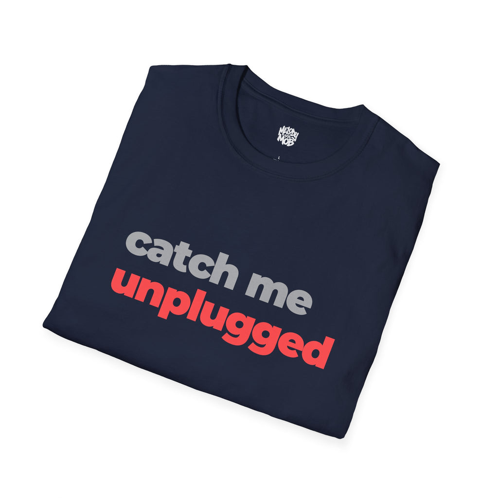 Catch Me Unplugged T-Shirt | Grey & Red Slogan Tee | Melody Mob Sammi Dae Unisex Softstyle Gift