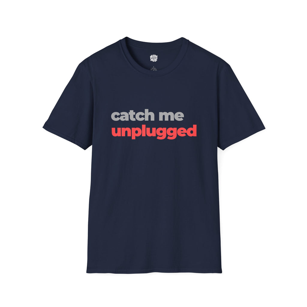 Catch Me Unplugged T-Shirt | Grey & Red Slogan Tee | Melody Mob Sammi Dae Unisex Softstyle Gift