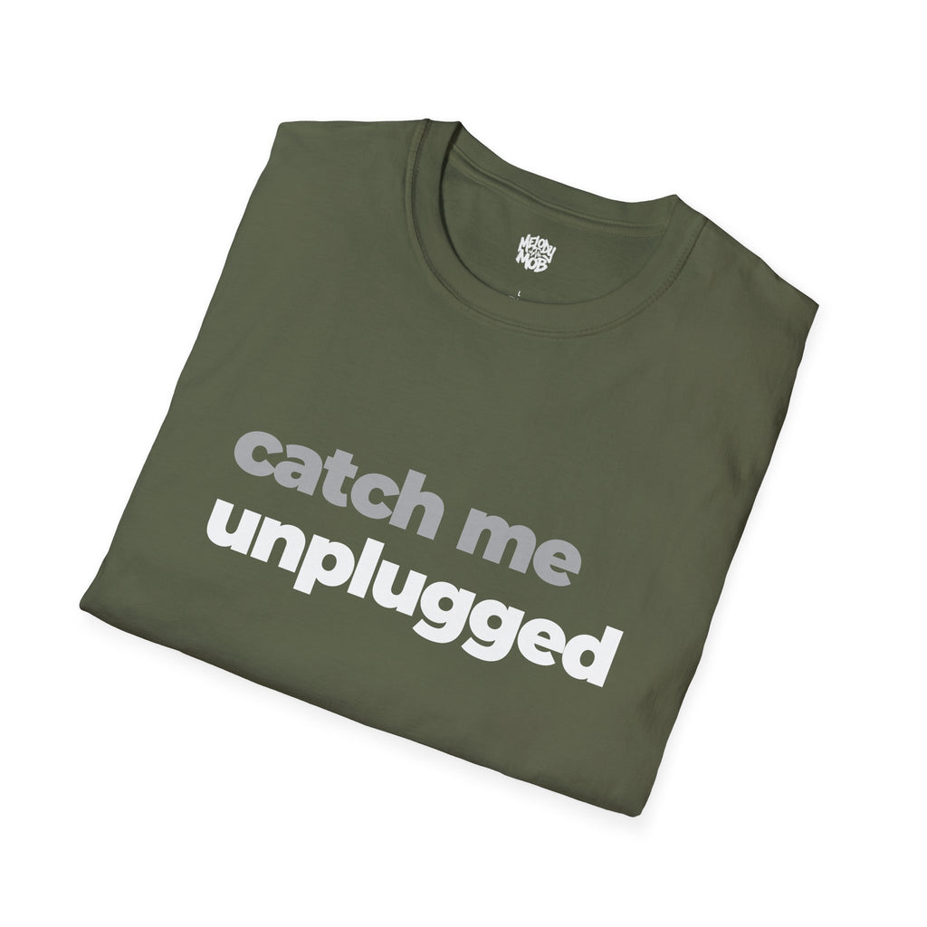 Catch Me Unplugged T-Shirt | Grey & Black Slogan Tee | Melody Mob Sammi Dae Unisex Softstyle Gift