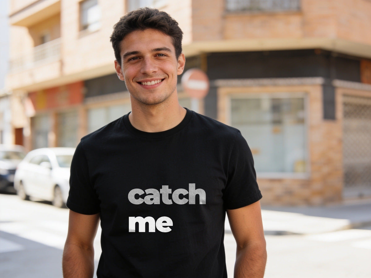 Catch Me T-Shirt | Grey & Black Slogan Tee | Melody Mob Sammi Dae Unisex Softstyle Gift