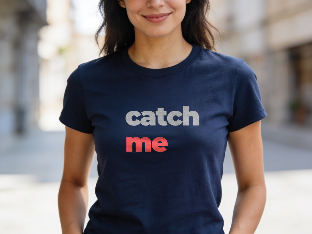 Catch Me T-Shirt | Grey & Red Slogan Tee | Melody Mob Sammi Dae Unisex Softstyle Gift