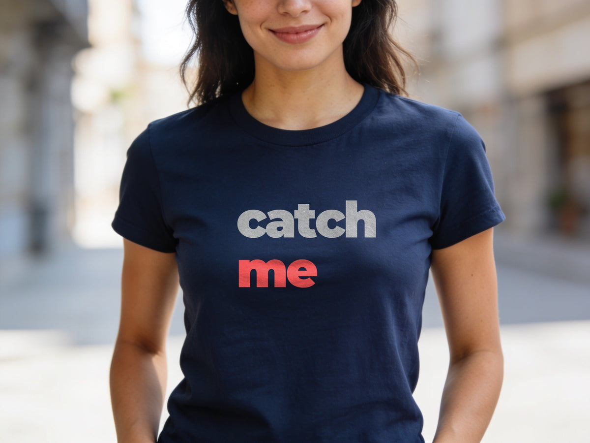 Catch Me T-Shirt | Grey & Red Slogan Tee | Melody Mob Sammi Dae Unisex Softstyle Gift