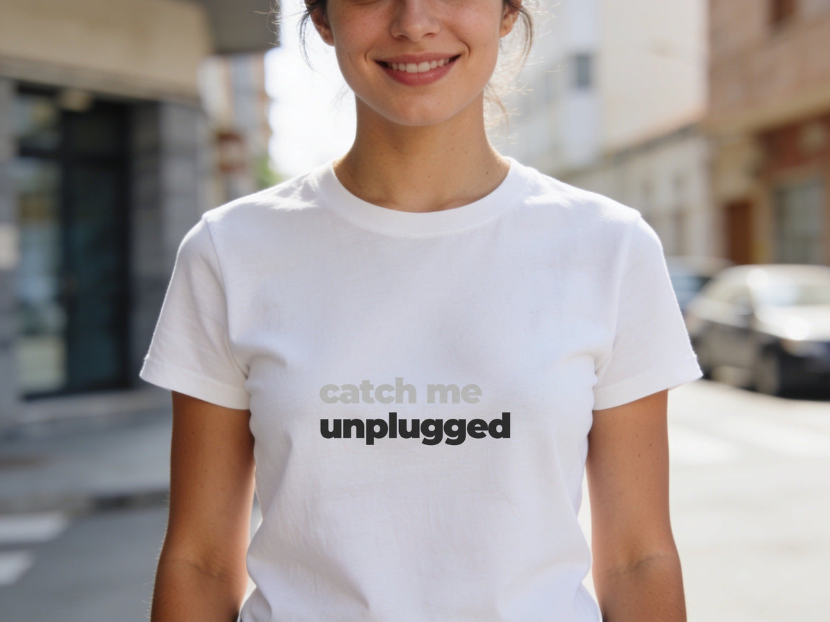Catch Me Unplugged T-Shirt | Grey & Black Slogan Tee | Melody Mob Sammi Dae Unisex Softstyle Gift