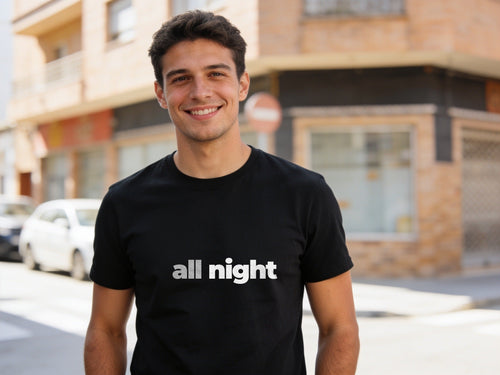 All Night T-Shirt | Grey & Black Slogan Tee | Melody Mob Sammi Dae Unisex Softstyle Gift