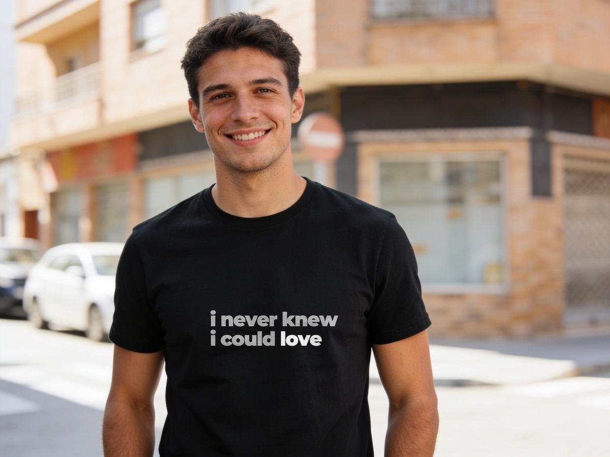 I Never Knew I Could Love T-Shirt | Grey & Black Slogan Tee | Melody Mob Sammi Dae Unisex Softstyle Gift
